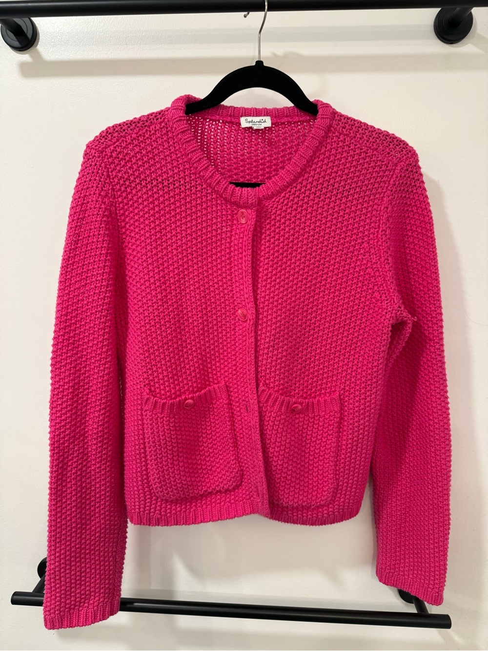 Splendid Fuchsia Chunky Knit Cotton Blend Button-Front Sweater Cardigan size M